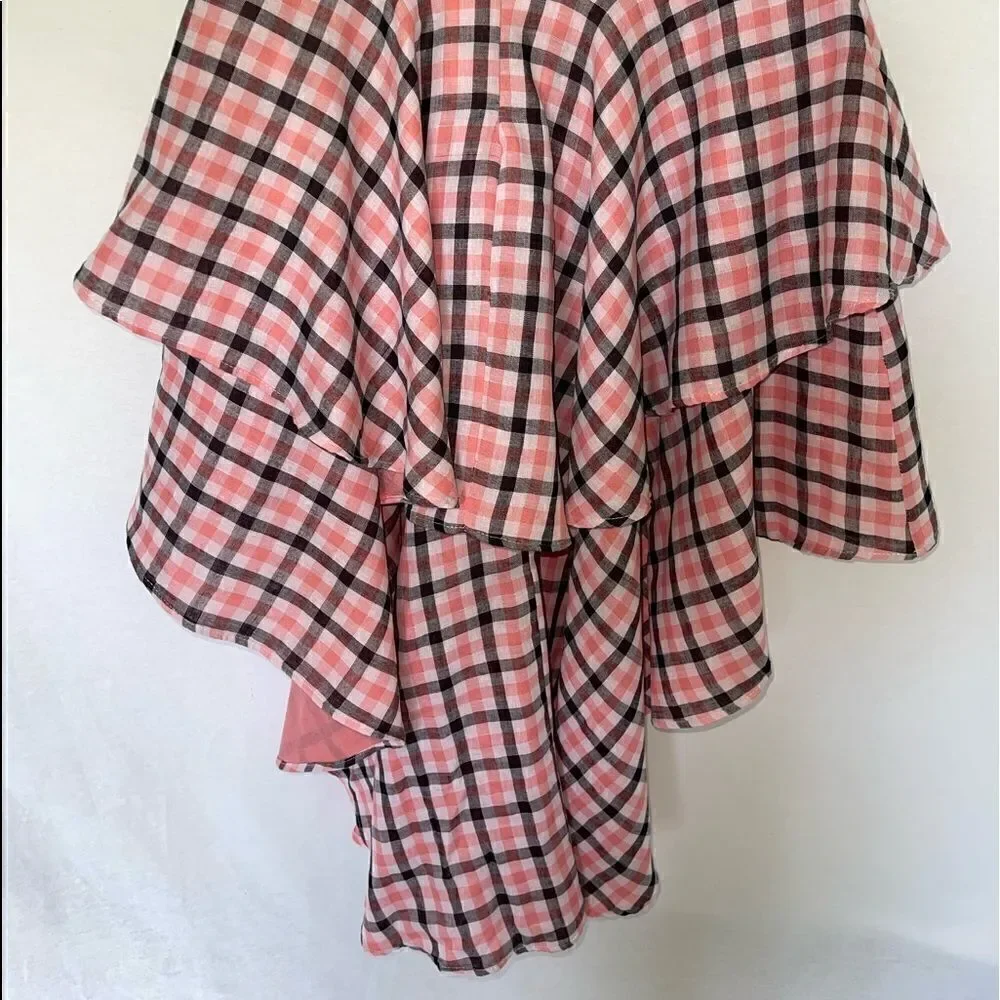 Coral Plaid High Low Skirt